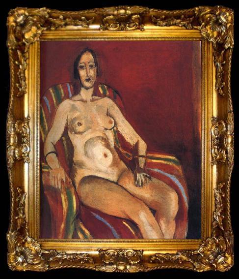 framed  Henri Matisse Naked in front of a red background like, ta009-2